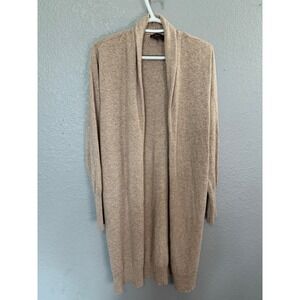 Quince 100% Mongolian Cashmere Duster Large Cardigan Sweater Tan Heather Soft